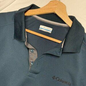 Columbia Polo Shirt L Mens Green Grey Omni Shade Sun Protection Outdoor Fishing